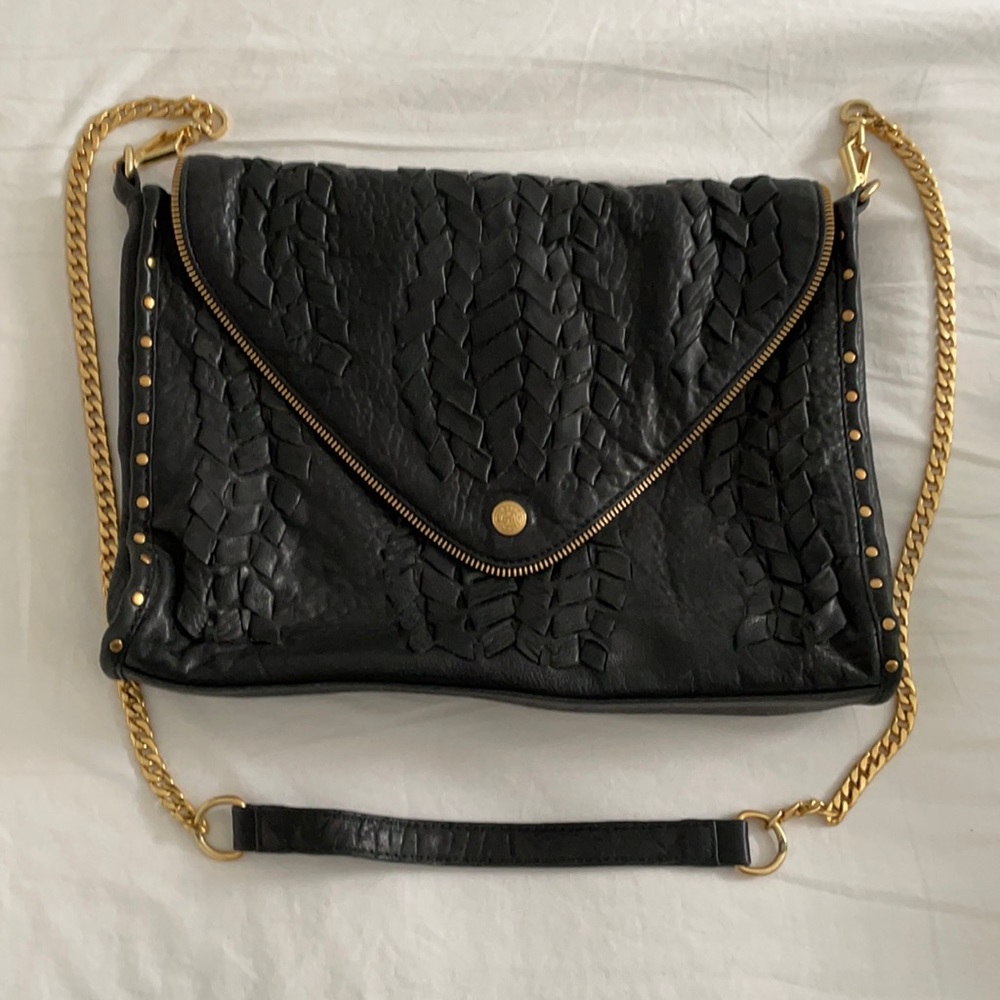 Rebecca Minkoff Black Leather Woven Bag Purse